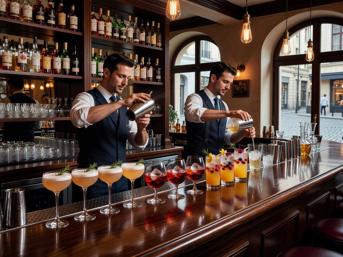 Elegant bar counter serving artisan beverages