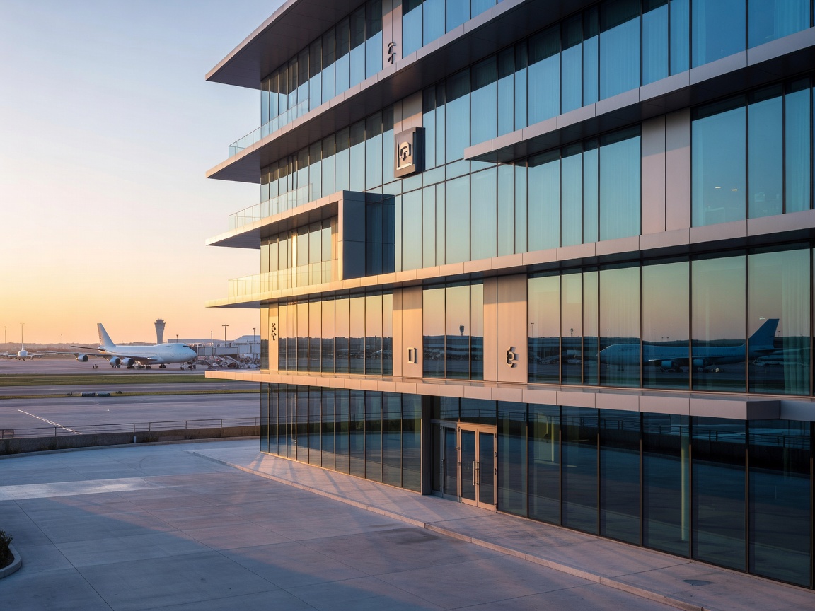 Modern hotel exterior near a major airport hub