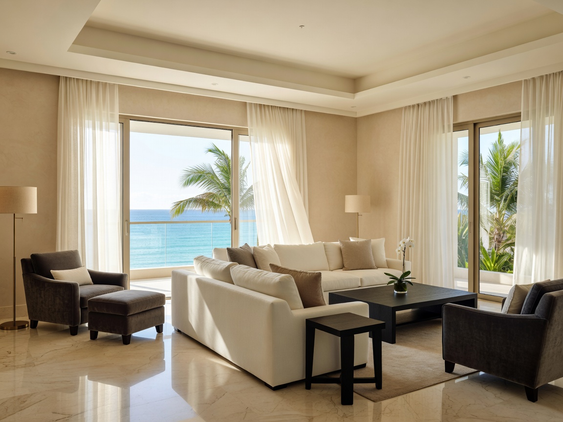 Spacious luxury suite interior showing a relaxed resort atmosphere