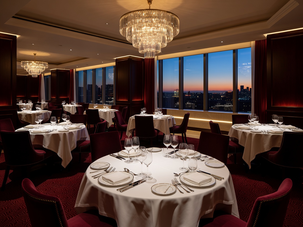 Upscale hotel restaurant setting ready for evening service